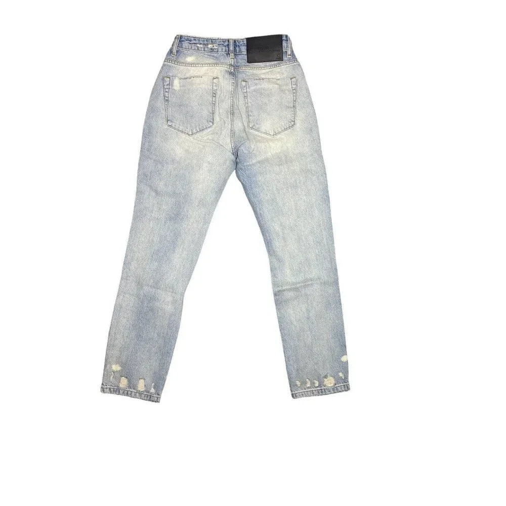 One Teaspoon Awesome Baggies Jeans Light Wash Denim Distressed Kansas Blue Sz 27